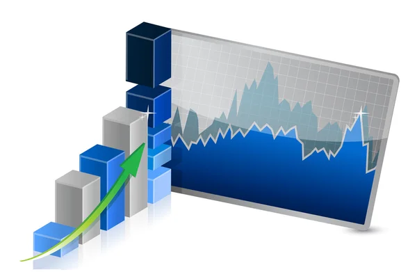 Business Graph with stocks showing profits — Stock Photo, Image