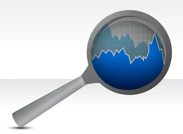 Magnifying glass focusing on a graph — Stock Photo, Image