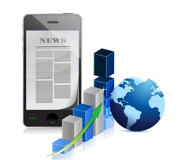 Telefon Business News mit Balkendiagramm — Stockfoto