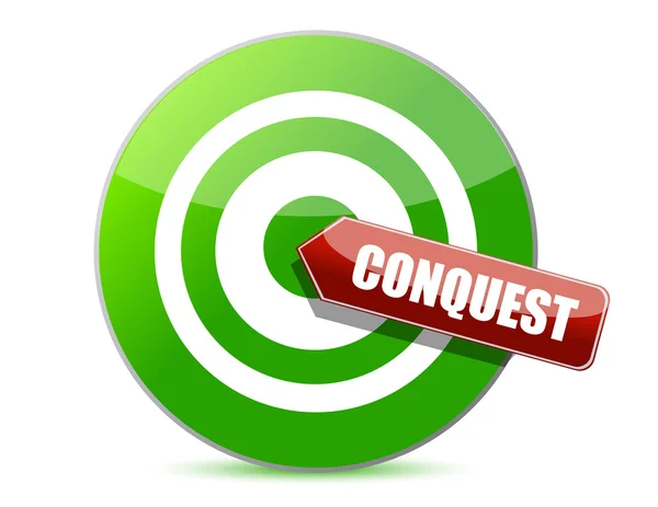 Green conquest darts target aim — Stock Photo, Image