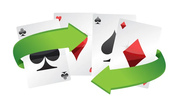 Poker karty a otáčení šipek — Stock fotografie