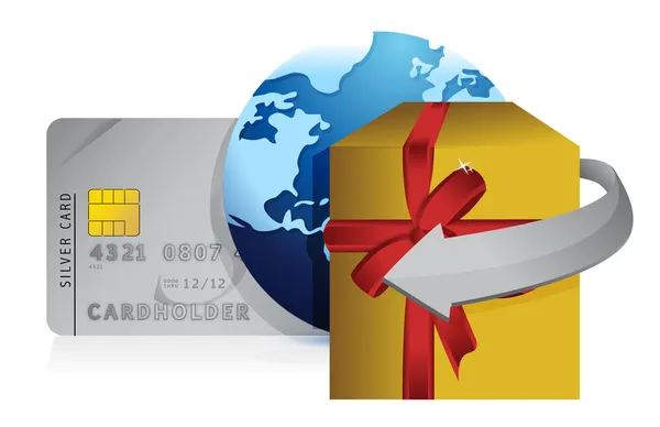 Idee regalo, globo e carta di credito — Foto Stock