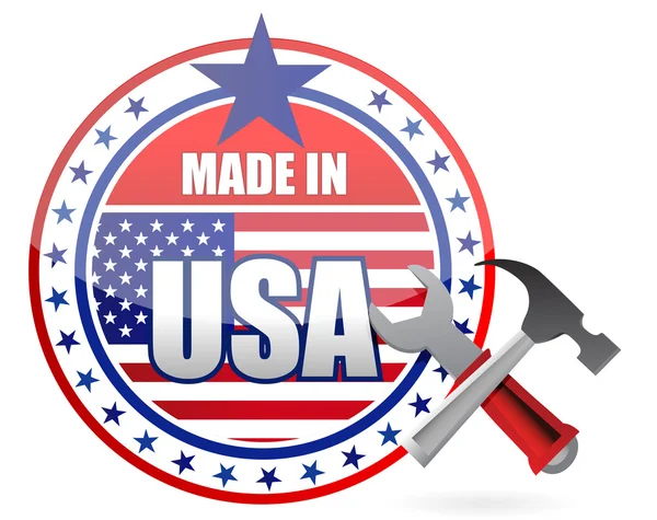 Made in usa tools button seal illustration — Stock Photo, Image