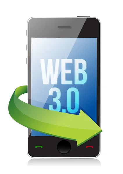 Word web 3.0 på en mobiltelefon, seo koncept — Stockfoto
