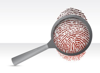 Detectives magnifier with fingerprint clipart
