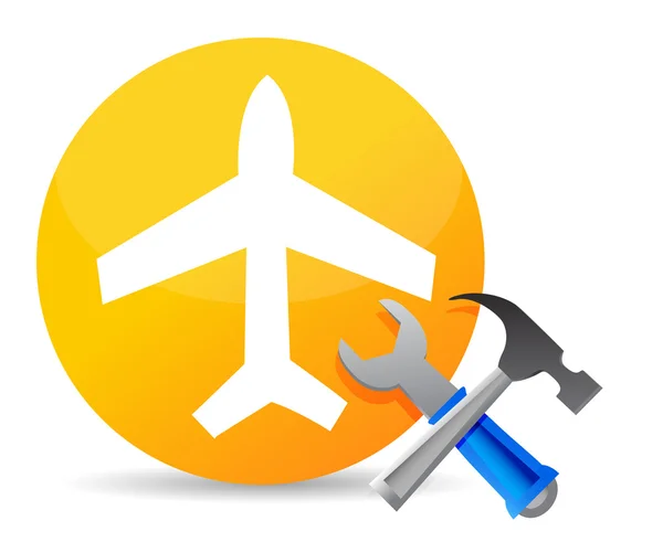 Airplane plus aircraft tools — Stock Photo, Image