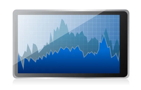 Moderner digitaler Tablet-Computer mit Börse — Stockfoto
