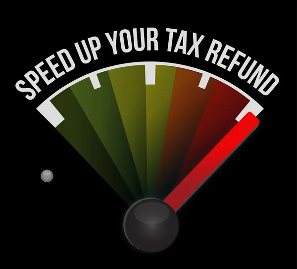 Acelere su ilustración del velocímetro del reembolso de impuestos — Foto de Stock