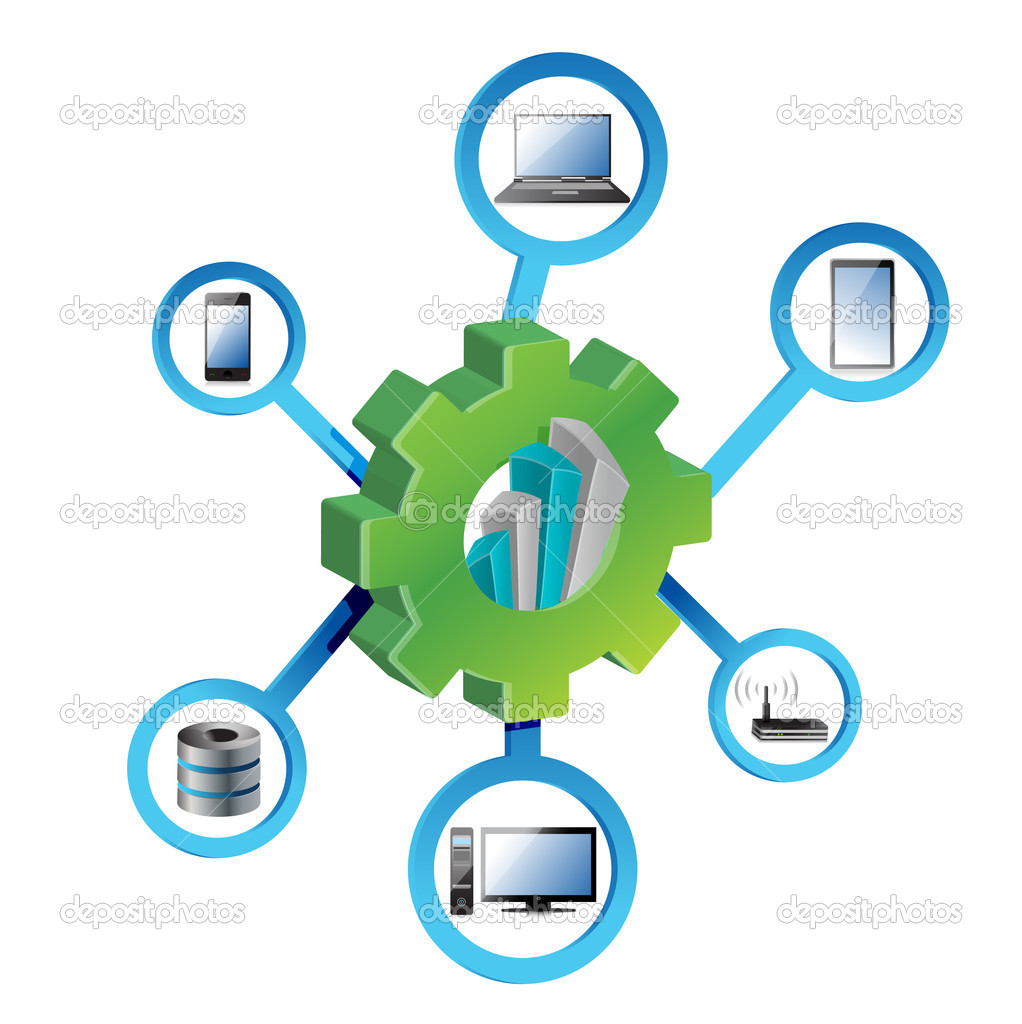 Industrial gears electronic network Concept — Stock Photo © alexmillos
