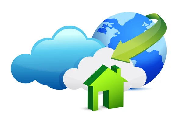 Cloud computing home arrival illustration design — Stock Photo, Image