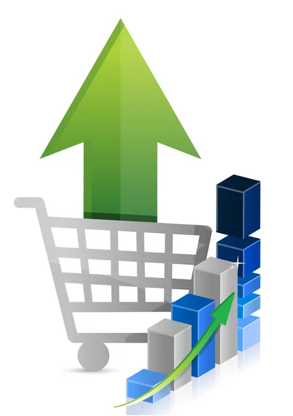 Shopping cart graph business — Stock Photo, Image