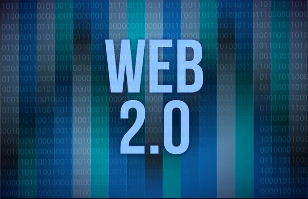 Texto web 2.0 en un código binario — Foto de Stock