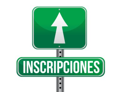registrations in Spanish green traffic road sign clipart