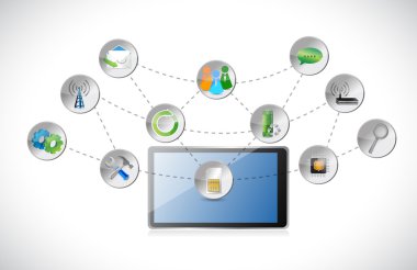 Tablet bulut renkli uygulama simgeleri