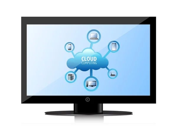 Cloud-Computing-Konzept auf dem Laptop-Bildschirm — Stockfoto