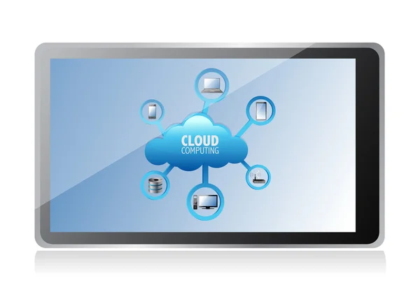 Bulut bilgi işlem kavramı bir tablet ekranında — Stok fotoğraf