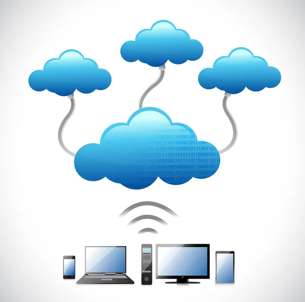 Felhők network Computing koncepció — Stock Fotó