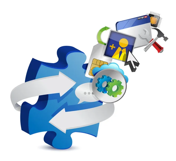 Puzzle piece and apps — Stock Photo, Image