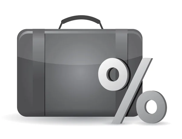 Zwarte business case en percentage symbool — Stockfoto