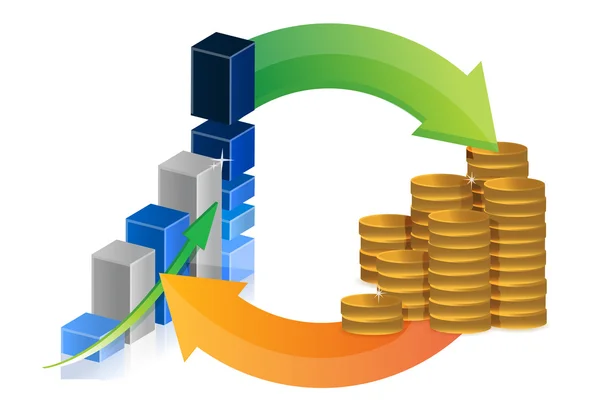 Biznes wykres cyklu monet — Zdjęcie stockowe