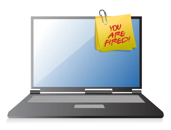 You are fired note on a laptop — Stockfoto