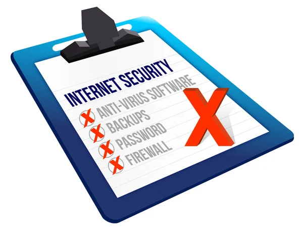 Checklist for internet security on a clipboard — Stock Photo, Image