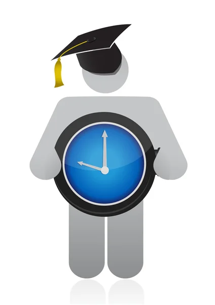 Graduate holding clock — Stock Photo, Image