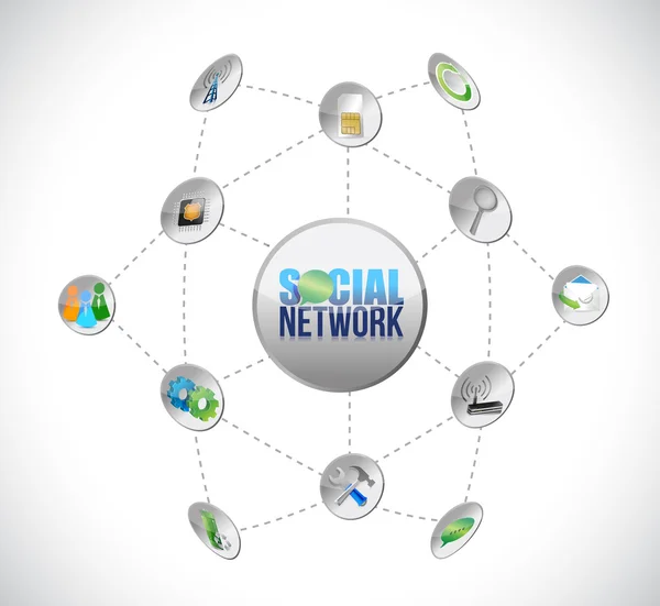 Ilustração de conexão de rede de mídia social — Fotografia de Stock
