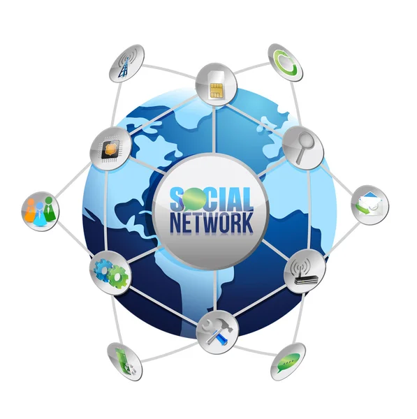 Social media network globe — Stock Photo, Image