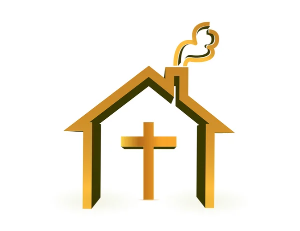 House and cross, religious concept — Stock Photo, Image