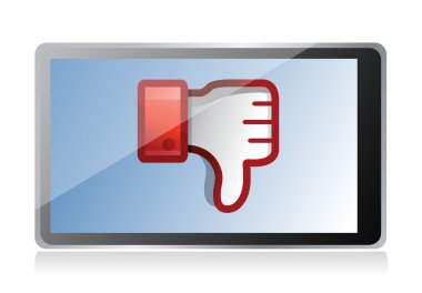 sevmediğim simgesi ile tablet. başparmak işaret