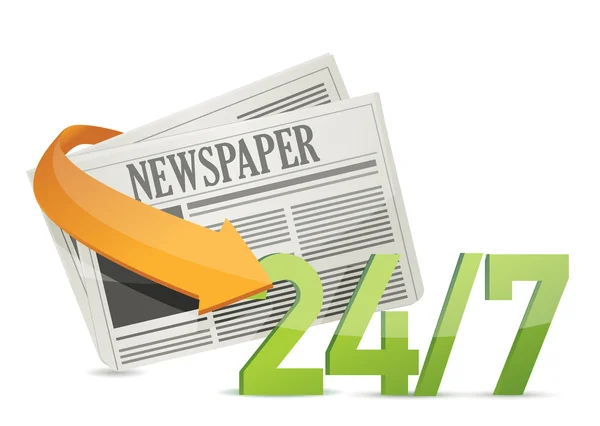 24 7 Nieuws, krant concept — Stockfoto