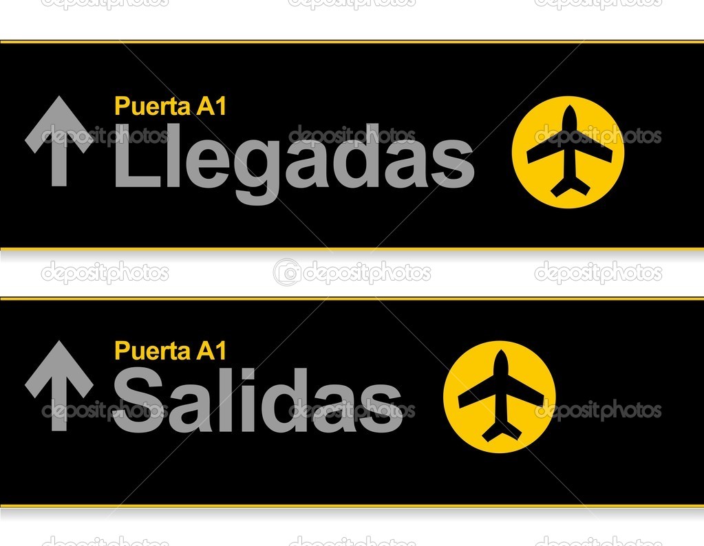Arrival and departures airport signs in Spanish