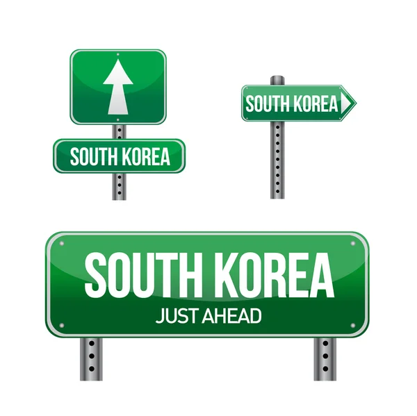 Güney Kore ülke yol levhası — Stok fotoğraf