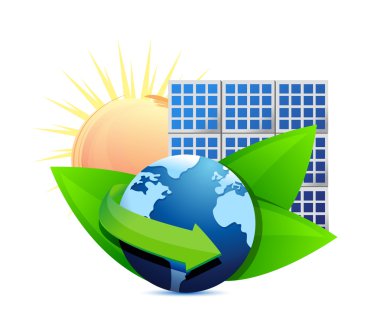 yenileme enerji küre güneş paneli konsepti