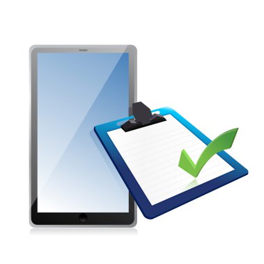 Tablet ve Pano onay işareti ile