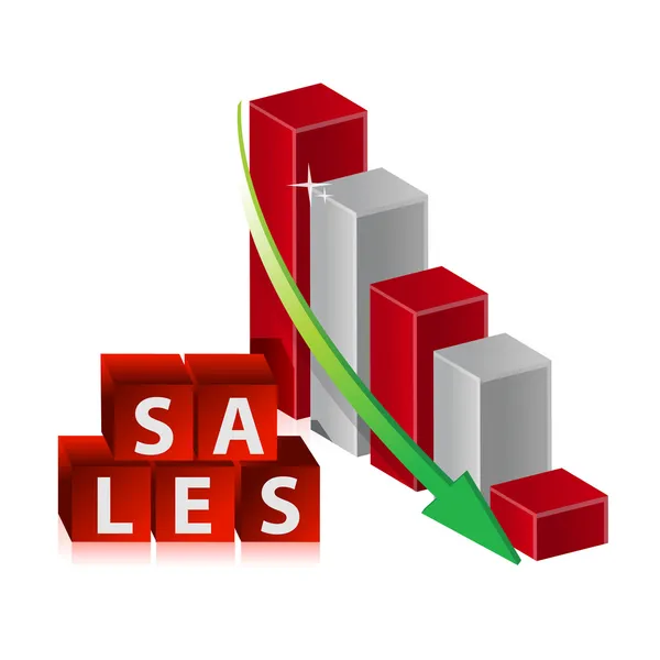 Sales Red Crisis Business Graph with Falling Arrow — Stock Photo, Image