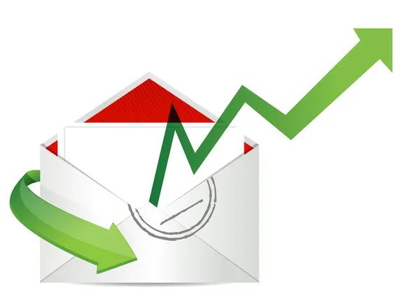 Upp diagram och e-post — Stockfoto