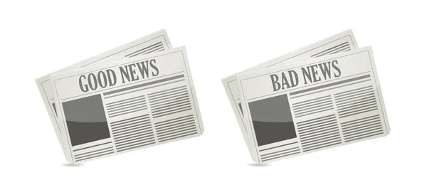 Dobré a špatné zprávy přední kryt noviny — Stock fotografie