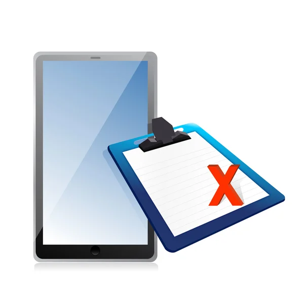 Tablet and clipboard with xmark — Stock Photo, Image