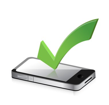 cep telefonu ve simgesini onay işareti simgesiyle