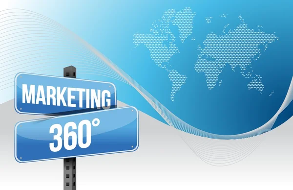 市场营销 360 商务蓝色世界背景 — 图库照片