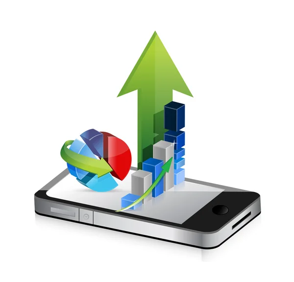 Business phone. Smartphone business graph charts — Stock Photo, Image