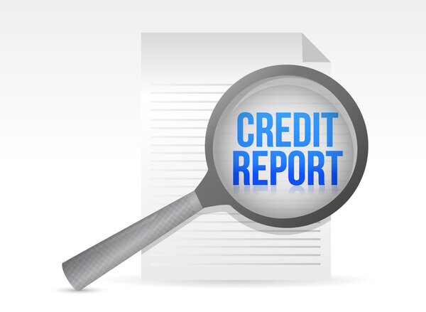 Credit Report and Magnifying Glass