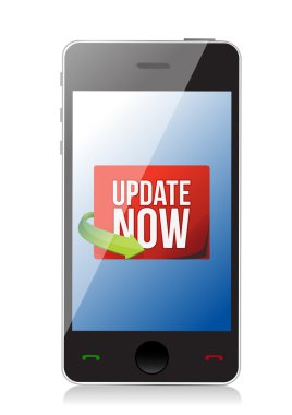 Şimdi bir akıllı telefon ekranında etiket Güncelleştirmesi