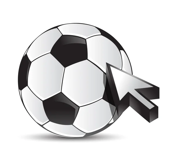 Soccer ball with cursor arrow - sport shopping — Stock Photo, Image