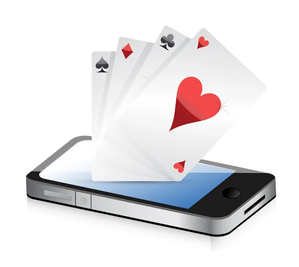 Smartphone Gambling - Ases de Poker. Juego en línea — Foto de Stock