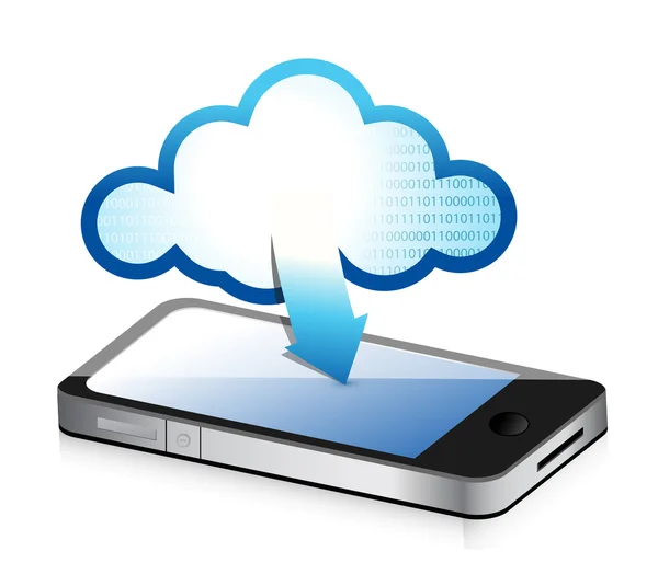 Telefon mit Cloud-Computing-Symbol auf einem Bildschirm — Stockfoto