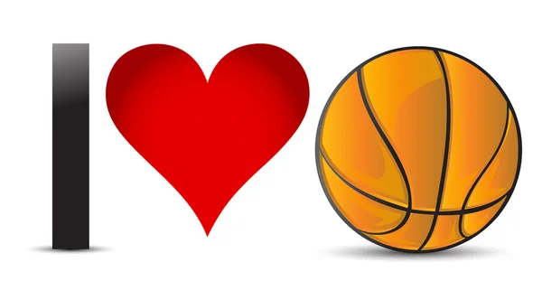 Jag älskar basket, hjärta med basket boll — Stockfoto