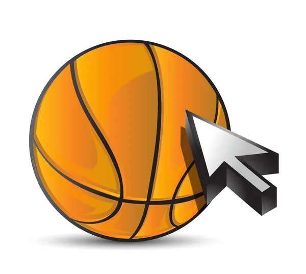 Баскетбольный мяч со стрелкой курсора - спортивные покупки — стоковое фото